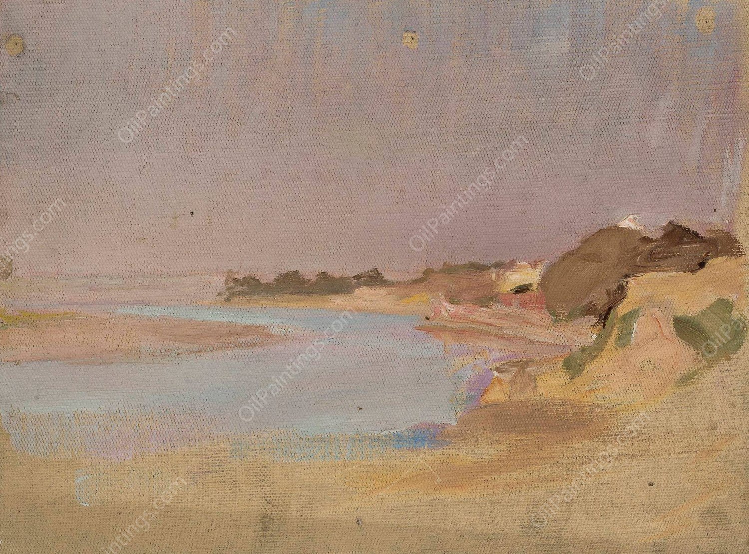 River landscape. From the journey to India  by Jan Ciaglinski - Hand-Painted Oil Painting Reproduction