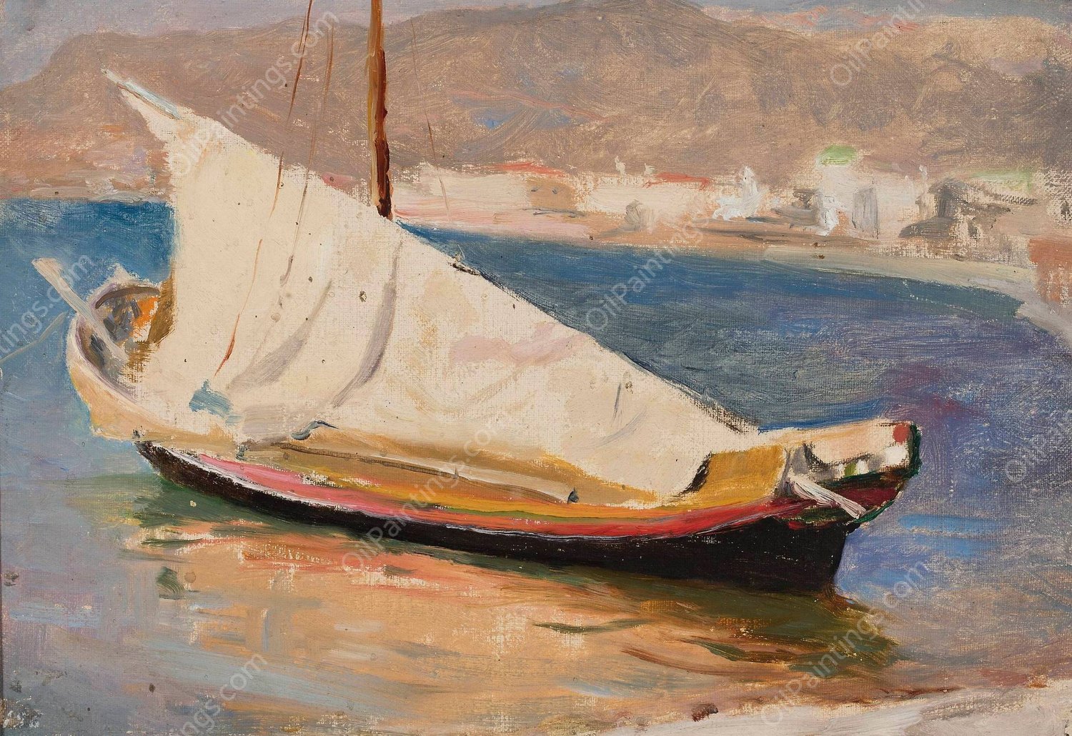 Sail boat - Yalta. From the journey to Crimea  by Jan Ciaglinski - Hand-Painted Oil Painting Reproduction