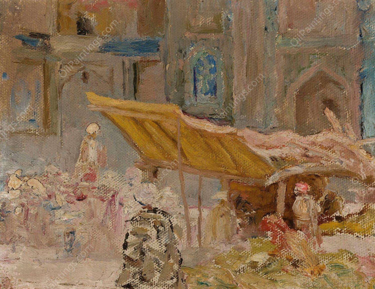Samarkand - fruit market. From the journey to Turkestan  by Jan Ciaglinski - Hand-Painted Oil Painting Reproduction