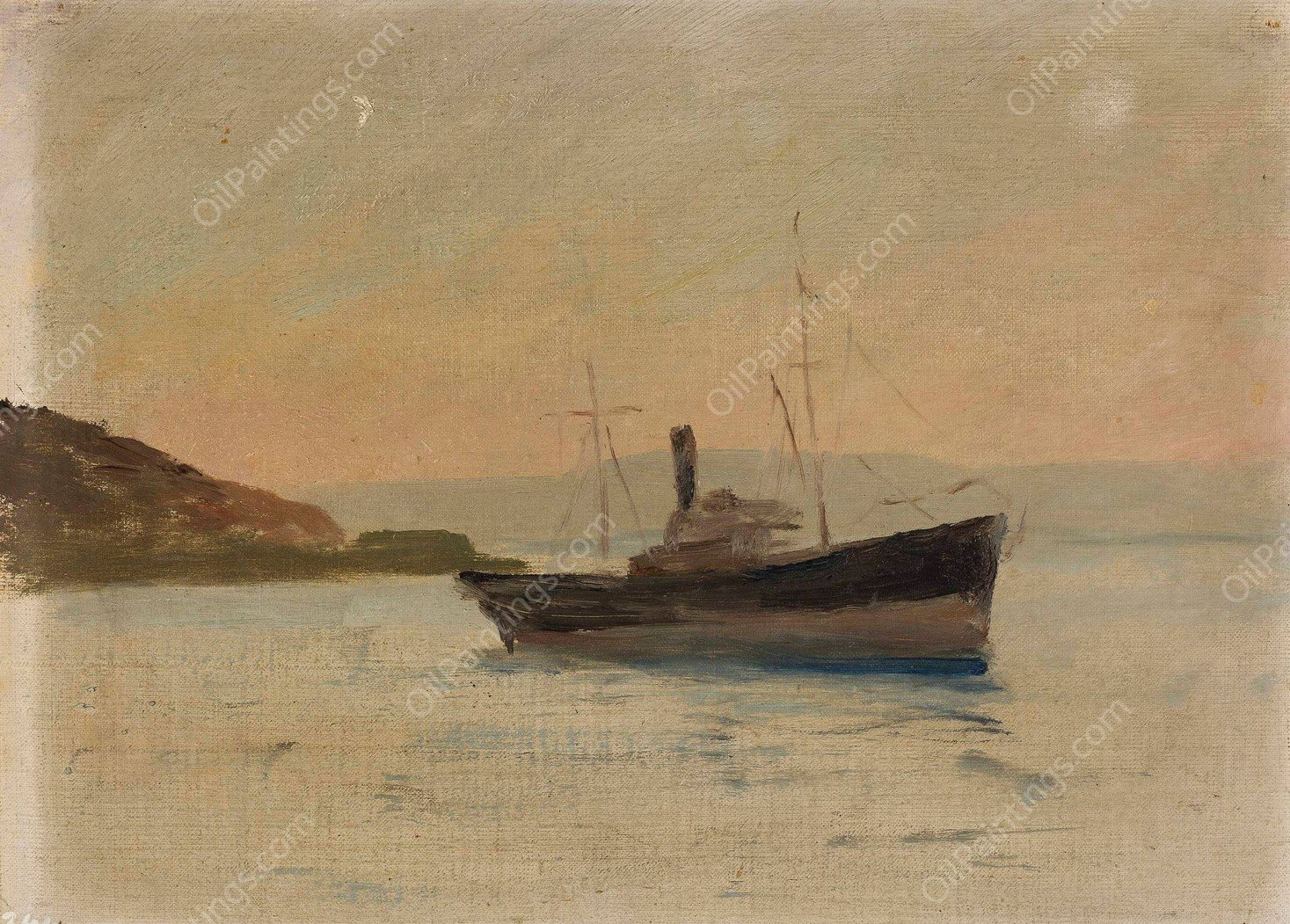 Ship on the Black Sea. From the journey to Constantinople  by Jan Ciaglinski - Hand-Painted Oil Painting Reproduction