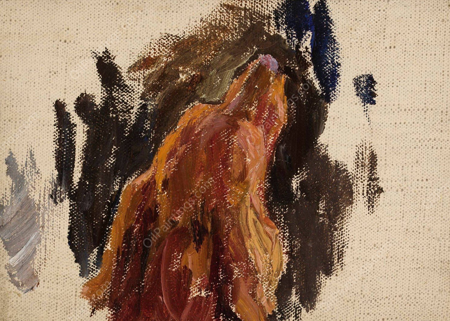 Study of dog's head  by Jan Ciaglinski - Hand-Painted Oil Painting Reproduction