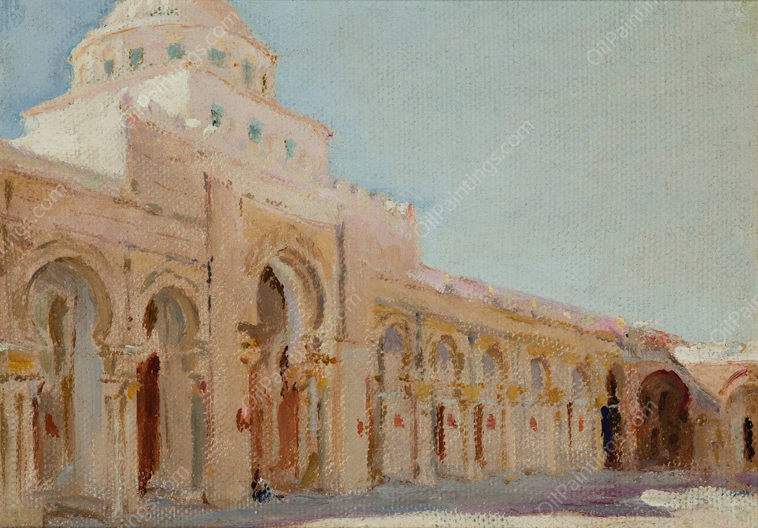 The Great Mosque of Kairouan - Tunis.  by Jan Ciaglinski - Hand-Painted Oil Painting Reproduction