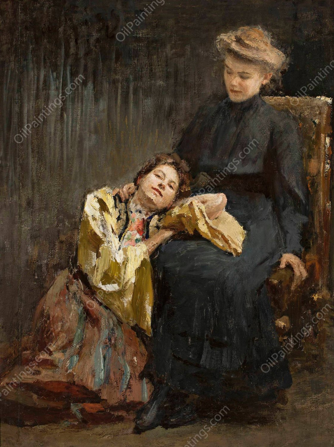 Two sisters  by Jan Ciaglinski - Hand-Painted Oil Painting Reproduction