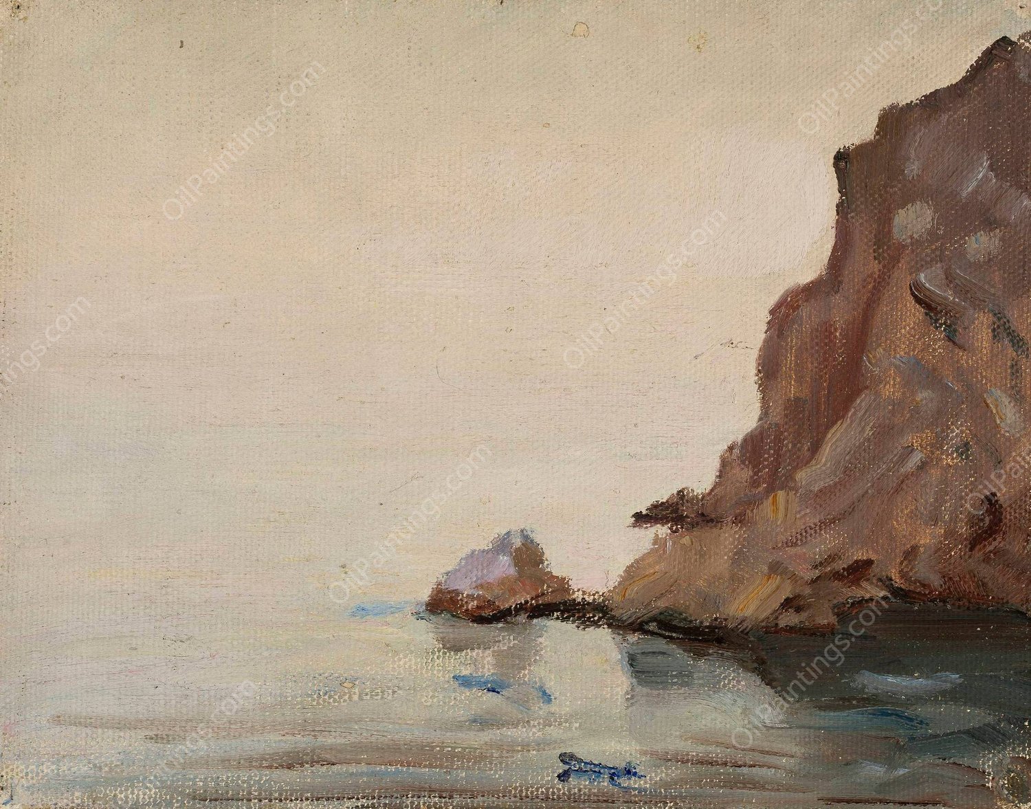 View of the sea and a rock. From the journey to Turkestan  by Jan Ciaglinski - Hand-Painted Oil Painting Reproduction