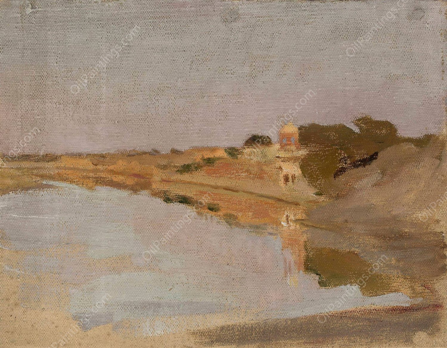 Water landscape. From the journey to India  by Jan Ciaglinski - Hand-Painted Oil Painting Reproduction