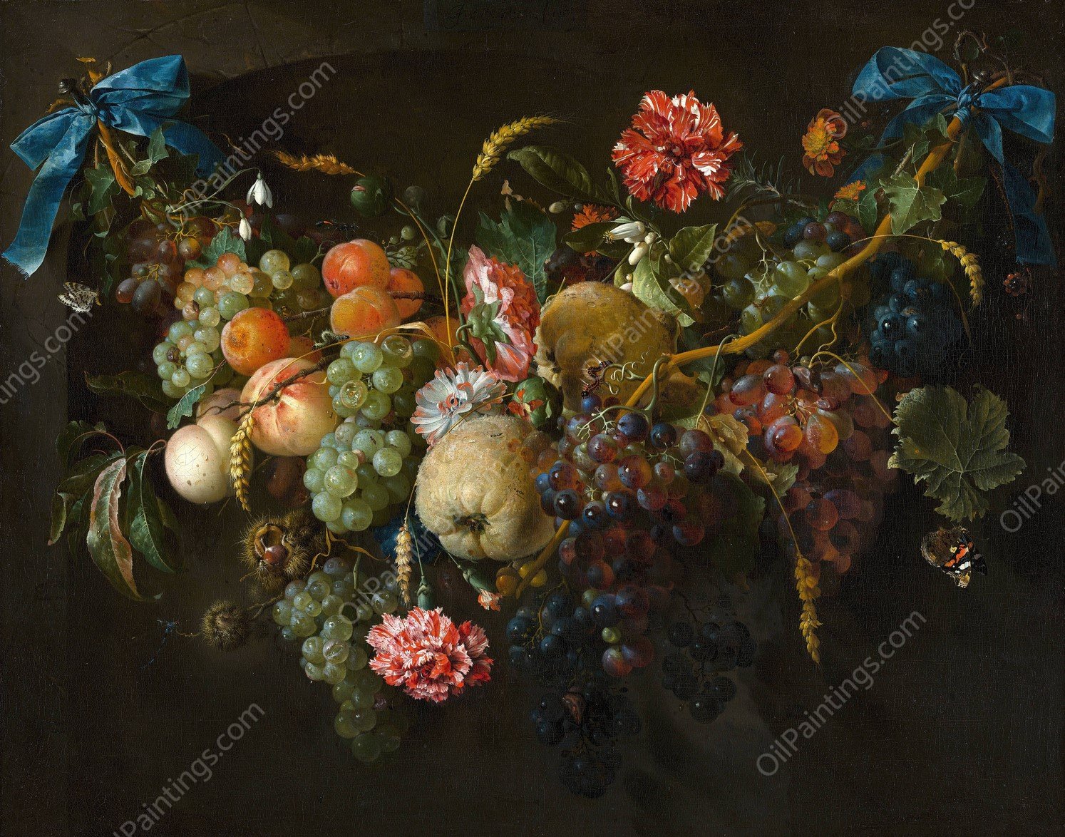 Garland of Fruit and Flowers  by Jan Davidsz De Heem - Hand-Painted Oil Painting Reproduction