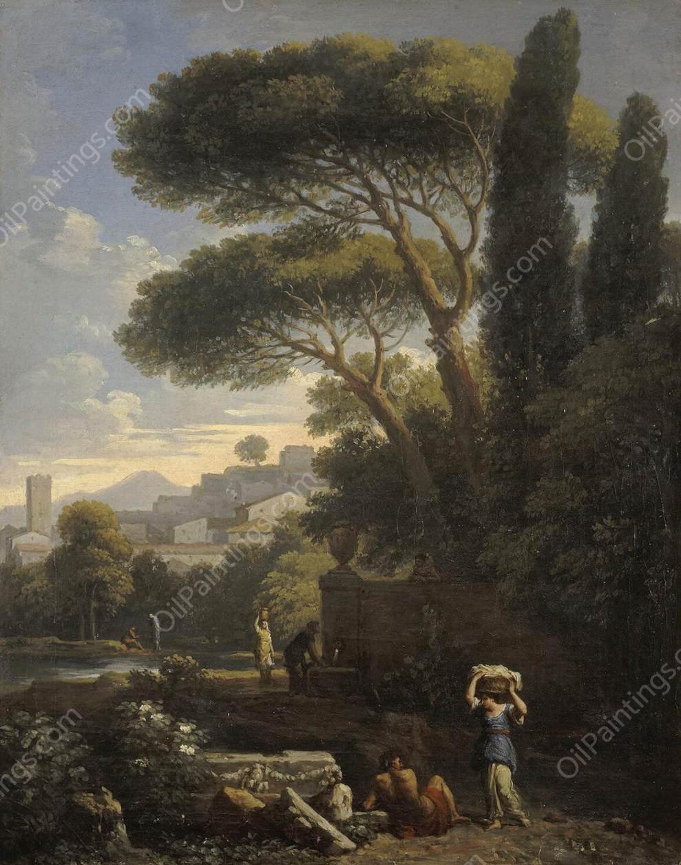 Landscape with a Fountain by Jan Frans Van Bloemen - Hand-Painted Oil Painting Reproduction