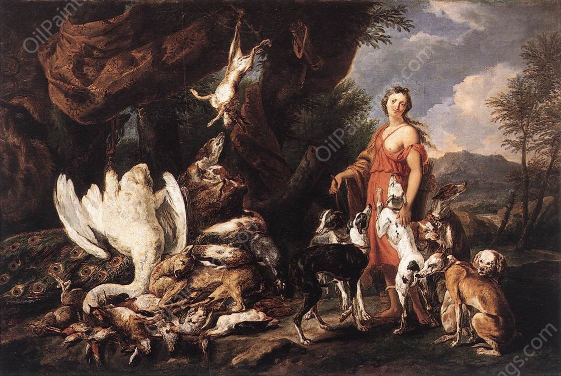 Diana with Her Hunting Dogs Beside Kill by Jan Fyt - Hand-Painted Oil Painting Reproduction