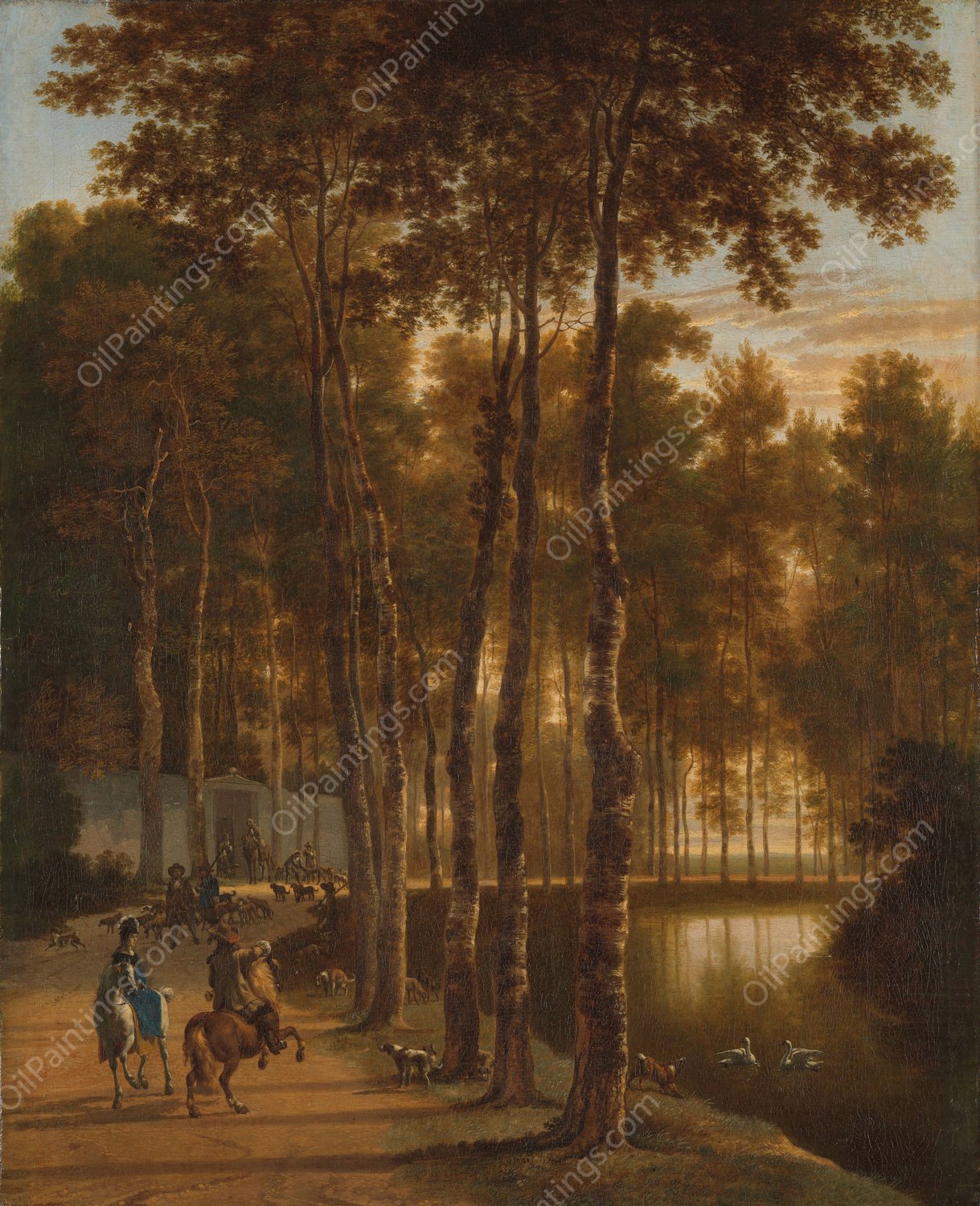 The Avenue of Birches  by Jan Hackaert - Hand-Painted Oil Painting Reproduction
