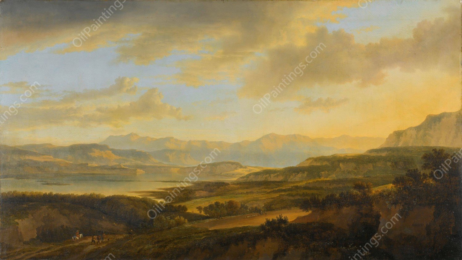 The Lake of Zurich  by Jan Hackaert - Hand-Painted Oil Painting Reproduction