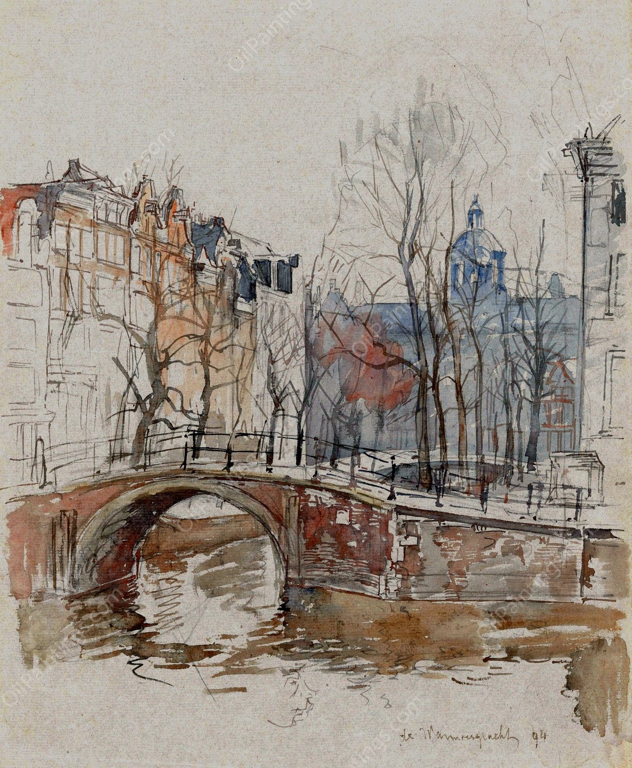 De Warmoesgracht  by Jan Hoynck Van Papendrecht - Hand-Painted Oil Painting Reproduction