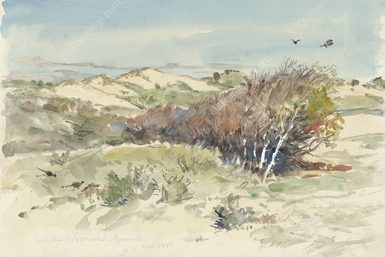 Duinlandschap tussen Bloemendaal en IJmuiden  by Jan Hoynck Van Papendrecht - Hand-Painted Oil Painting Reproduction