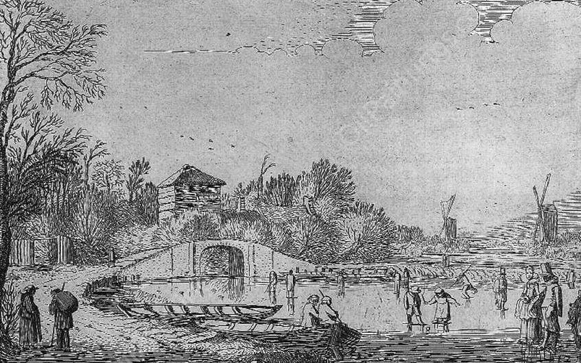 Skaters on a River by Jan II Van De Velde - Hand-Painted Oil Painting Reproduction