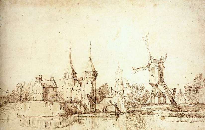 The Oostpoort East Gate at Delft by Jan II Van De Velde - Hand-Painted Oil Painting Reproduction