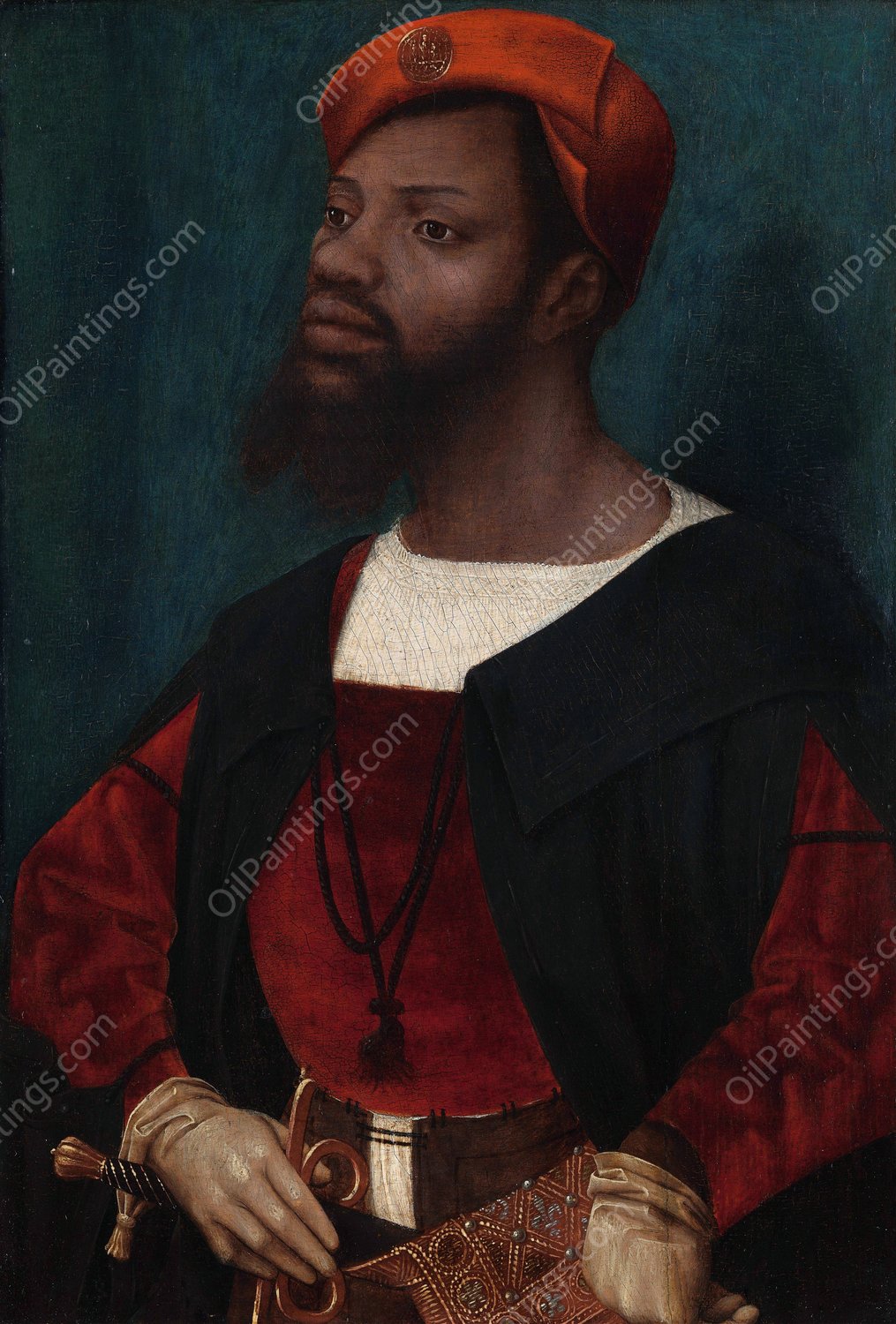 Portrait of an African Man  by Jan Jansz Mostaert - Hand-Painted Oil Painting Reproduction