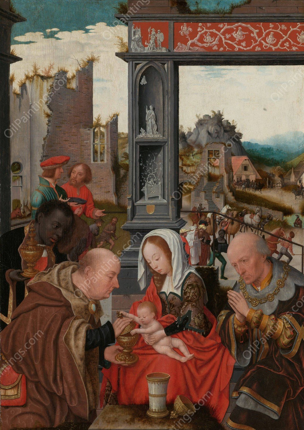 The Adoration of the Magi  by Jan Jansz Mostaert - Hand-Painted Oil Painting Reproduction