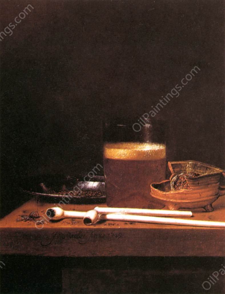 Still-Life with a Mug of Beer by Jan Jansz Van De Velde - Hand-Painted Oil Painting Reproduction