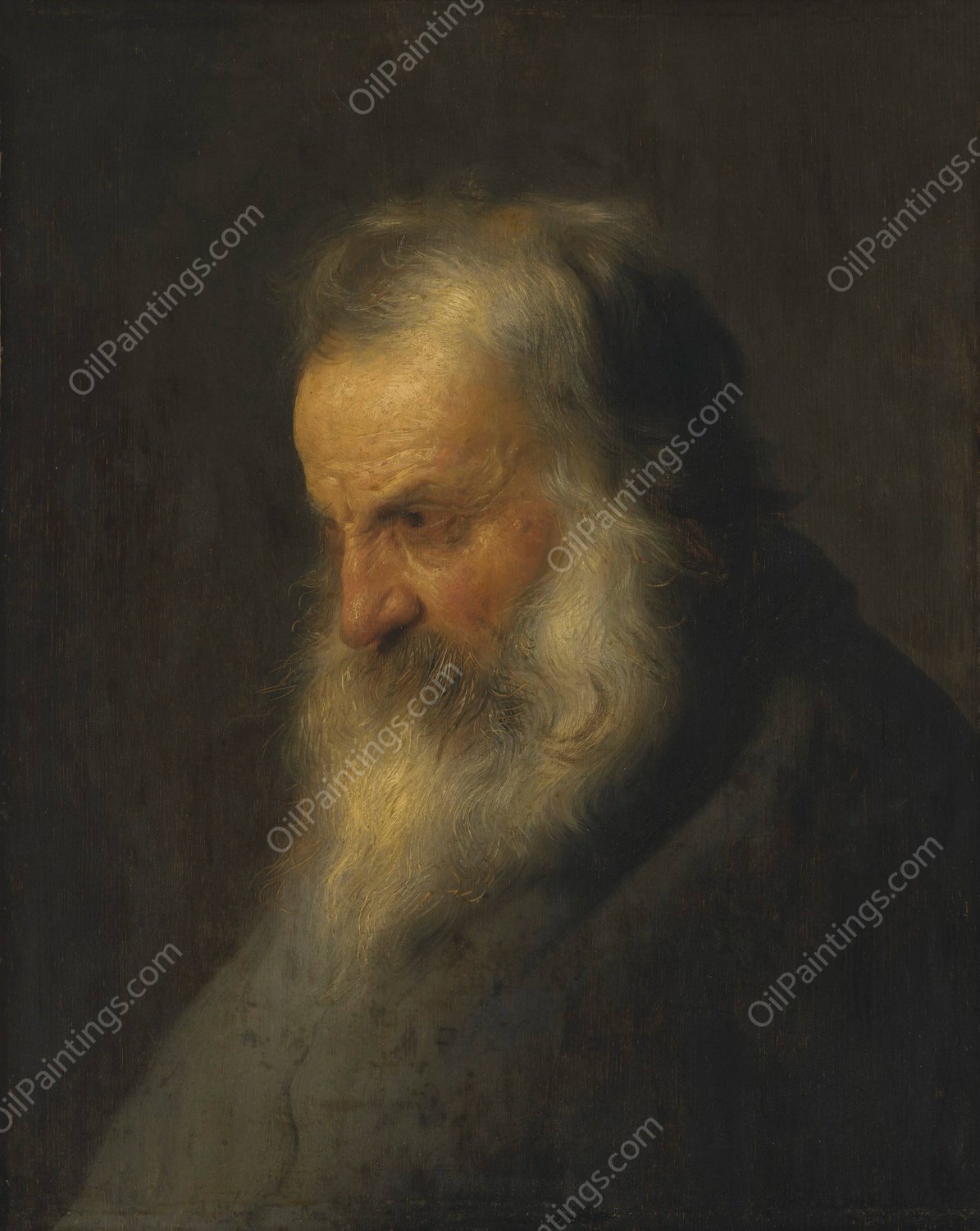 Head of a bearded man by Jan Lievens - Hand-Painted Oil Painting Reproduction