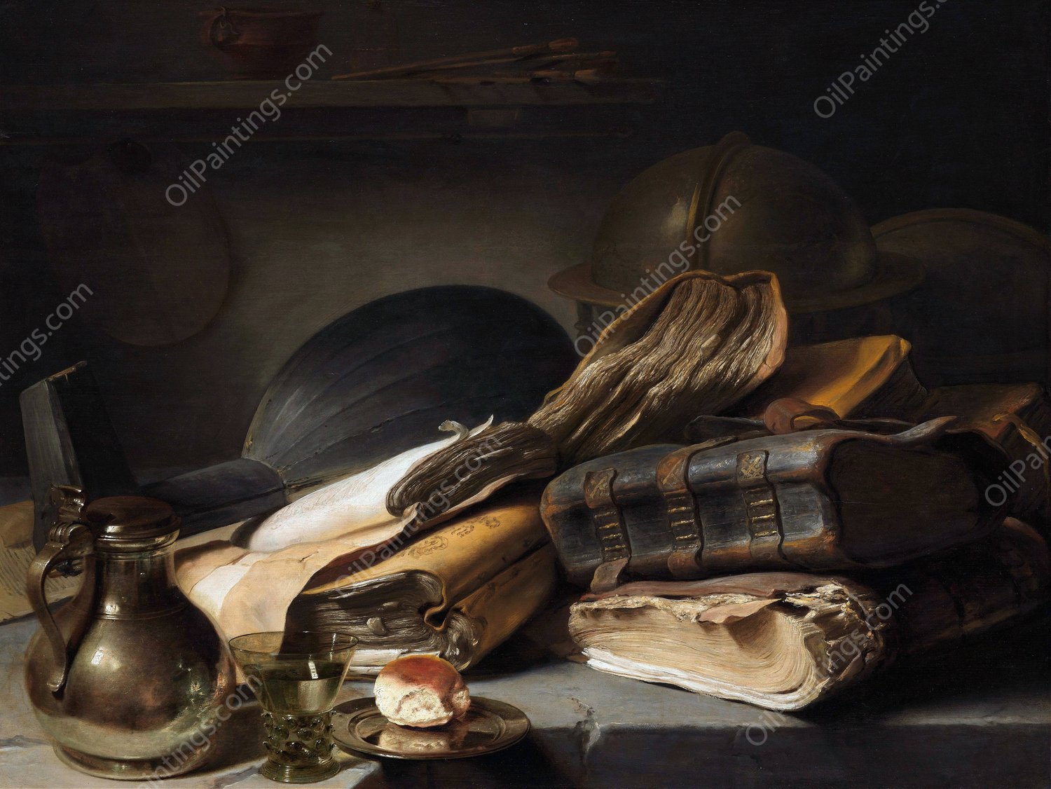 Still Life with Books  by Jan Lievens - Hand-Painted Oil Painting Reproduction