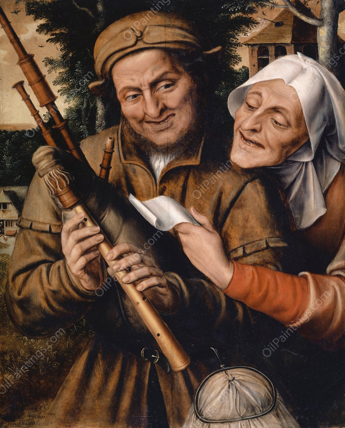 Couple Making Music  by Jan Massys - Hand-Painted Oil Painting Reproduction