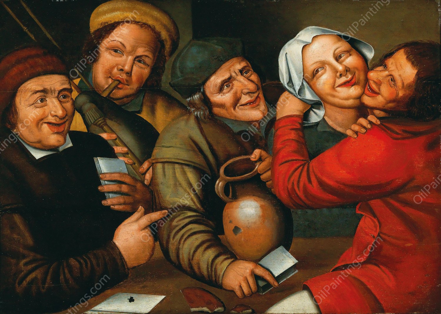 Peasants Carousing And Playing Cards by Jan Massys - Hand-Painted Oil Painting Reproduction