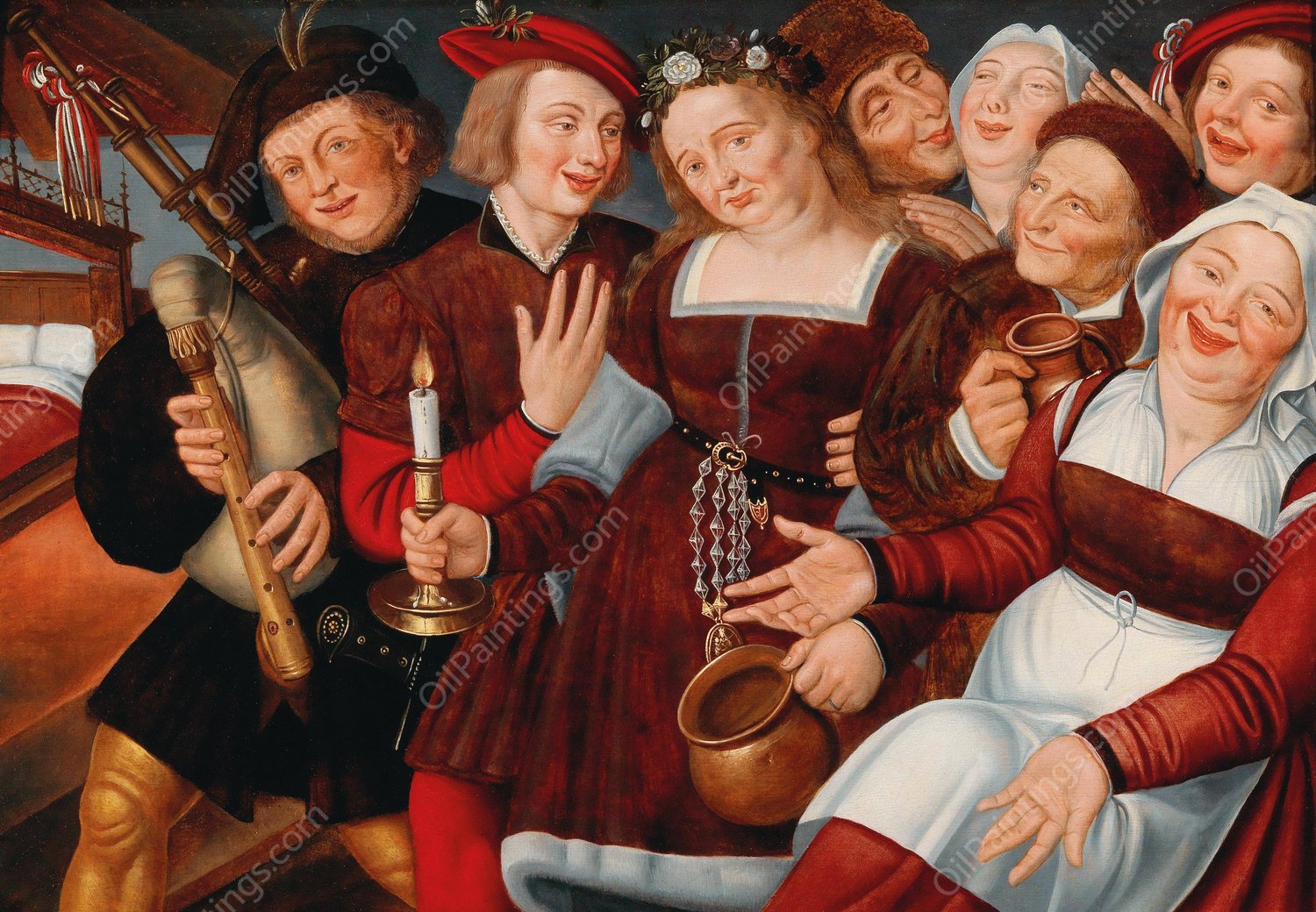 The Bride Being Led To The Bridal Bed by Jan Massys - Hand-Painted Oil Painting Reproduction