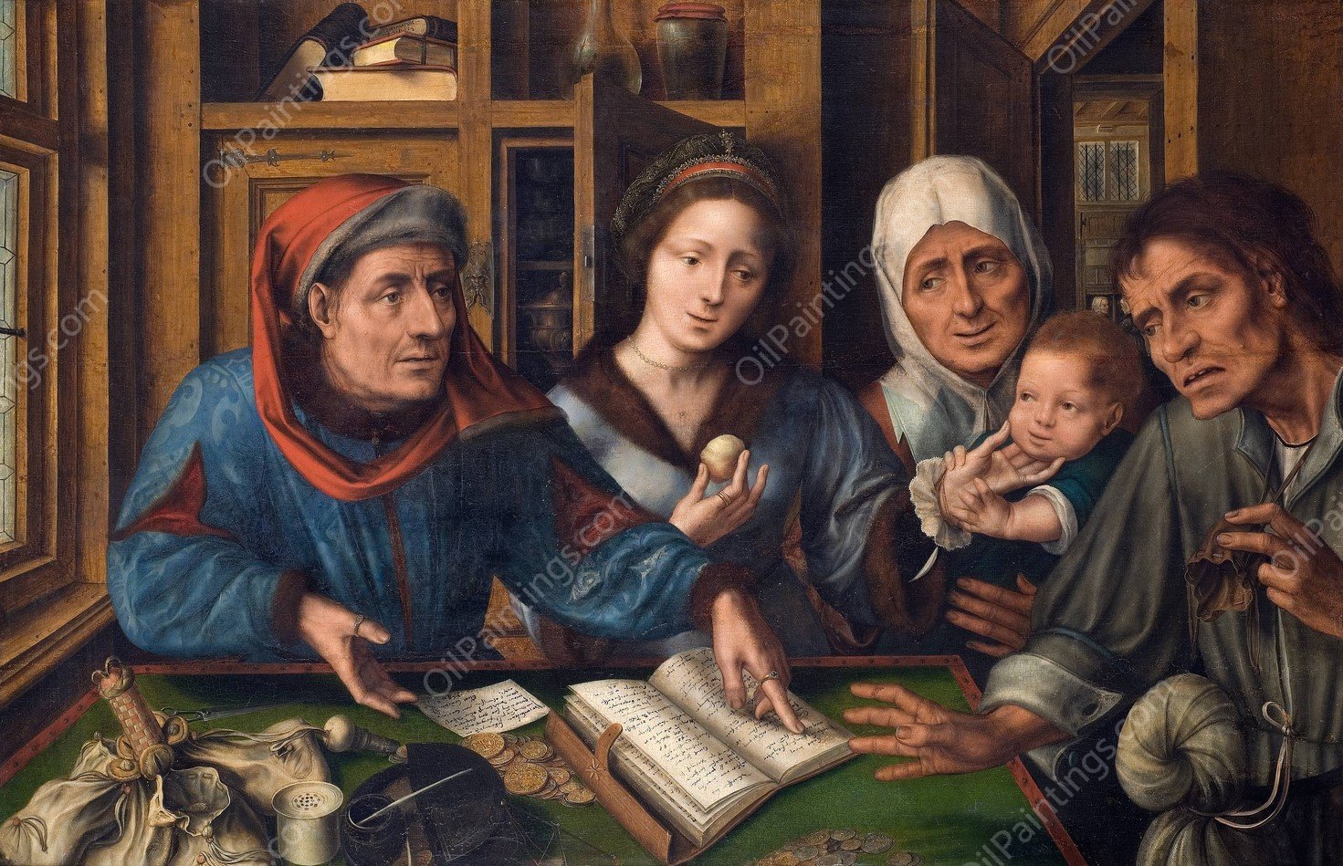 The Rent Receiver's Office  by Jan Massys - Hand-Painted Oil Painting Reproduction