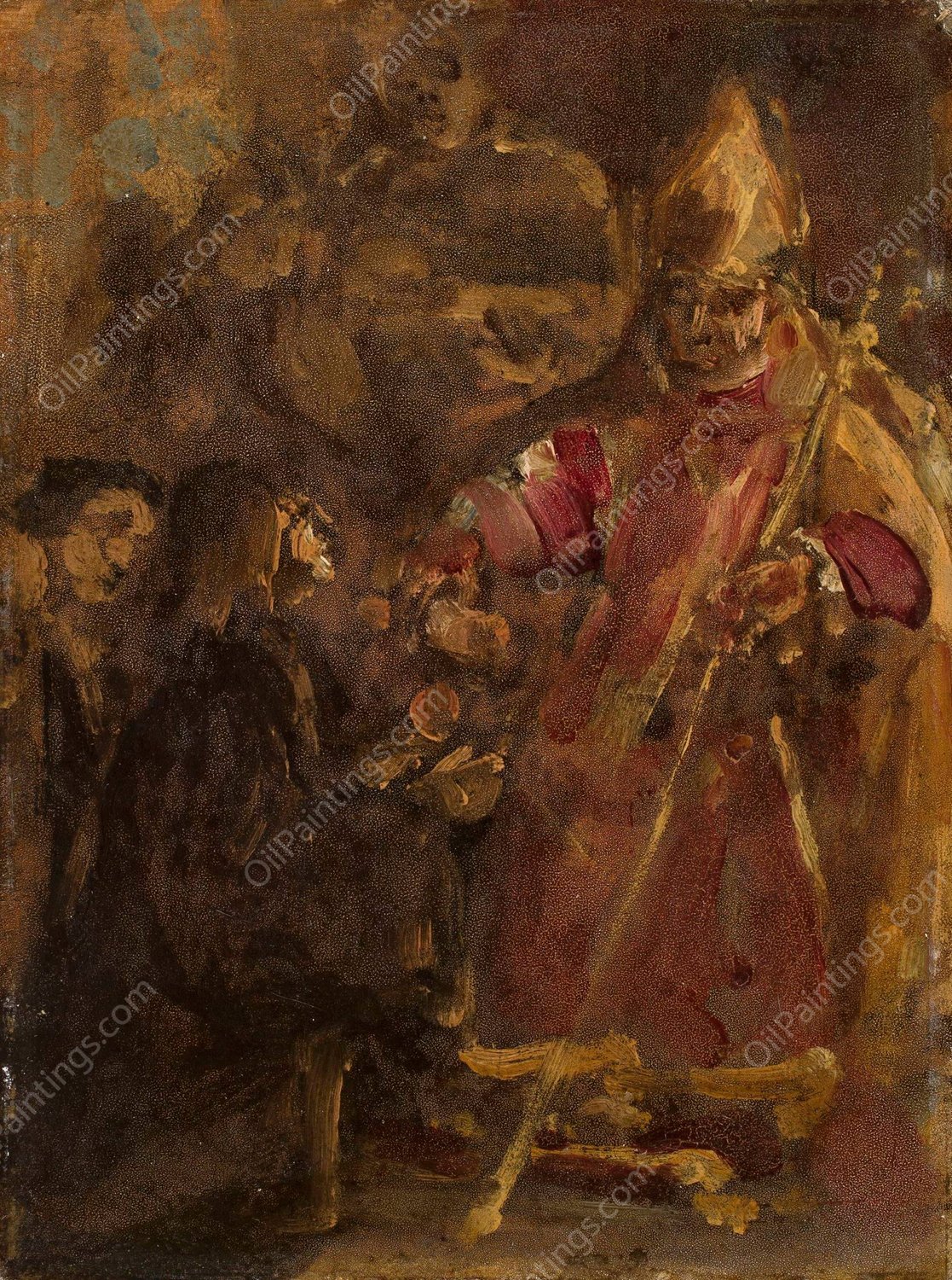 Bishop Lubranski establishes the Ecclesiastical Academy in Poznan, sketch  by Jan Matejko - Hand-Painted Oil Painting Reproduction