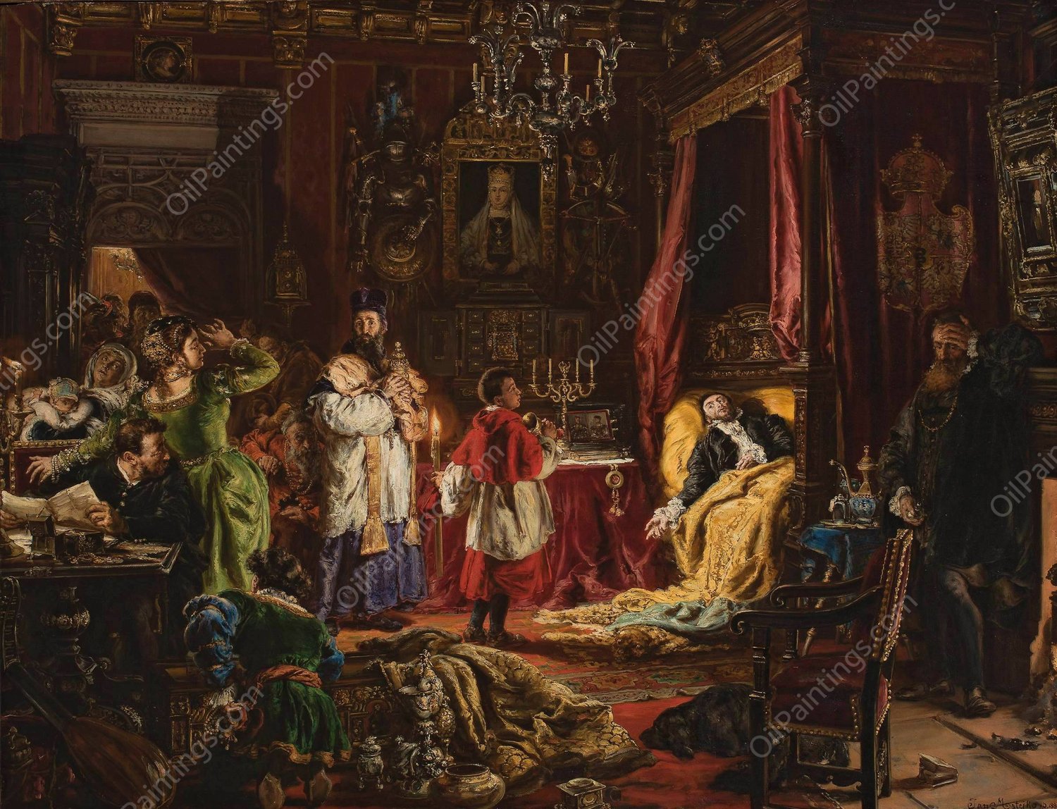 Death of Sigismund Augustus in Knyszyn in 1572  by Jan Matejko - Hand-Painted Oil Painting Reproduction