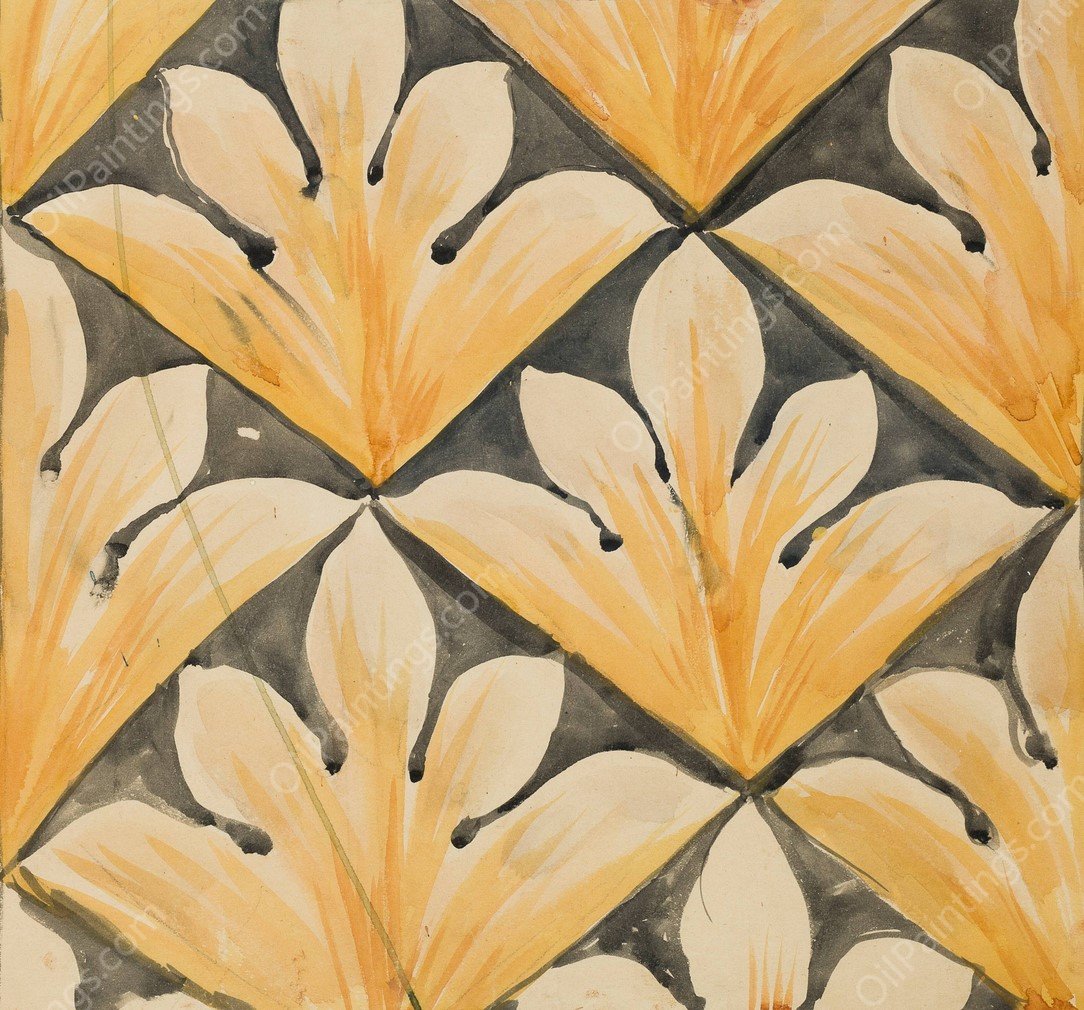 Fryz o motywach palmet ujetych w ukosne kraty. Karton do polichromii Kosciola Mariackiego  by Jan Matejko - Hand-Painted Oil Painting Reproduction