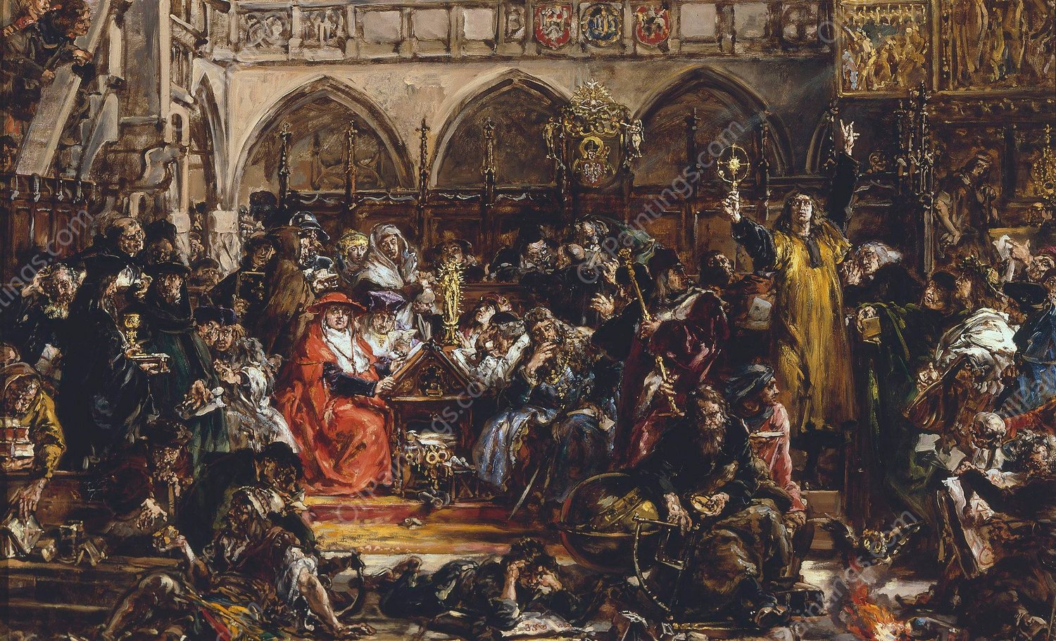 Influence of the university on the country, from the series 'History of Civilization in Poland'  by Jan Matejko - Hand-Painted Oil Painting Reproduction