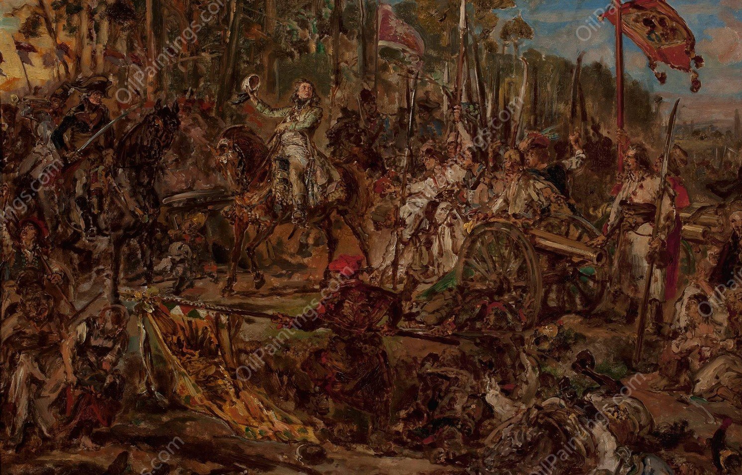 Kosciuszko at Raclawice, sketch  by Jan Matejko - Hand-Painted Oil Painting Reproduction