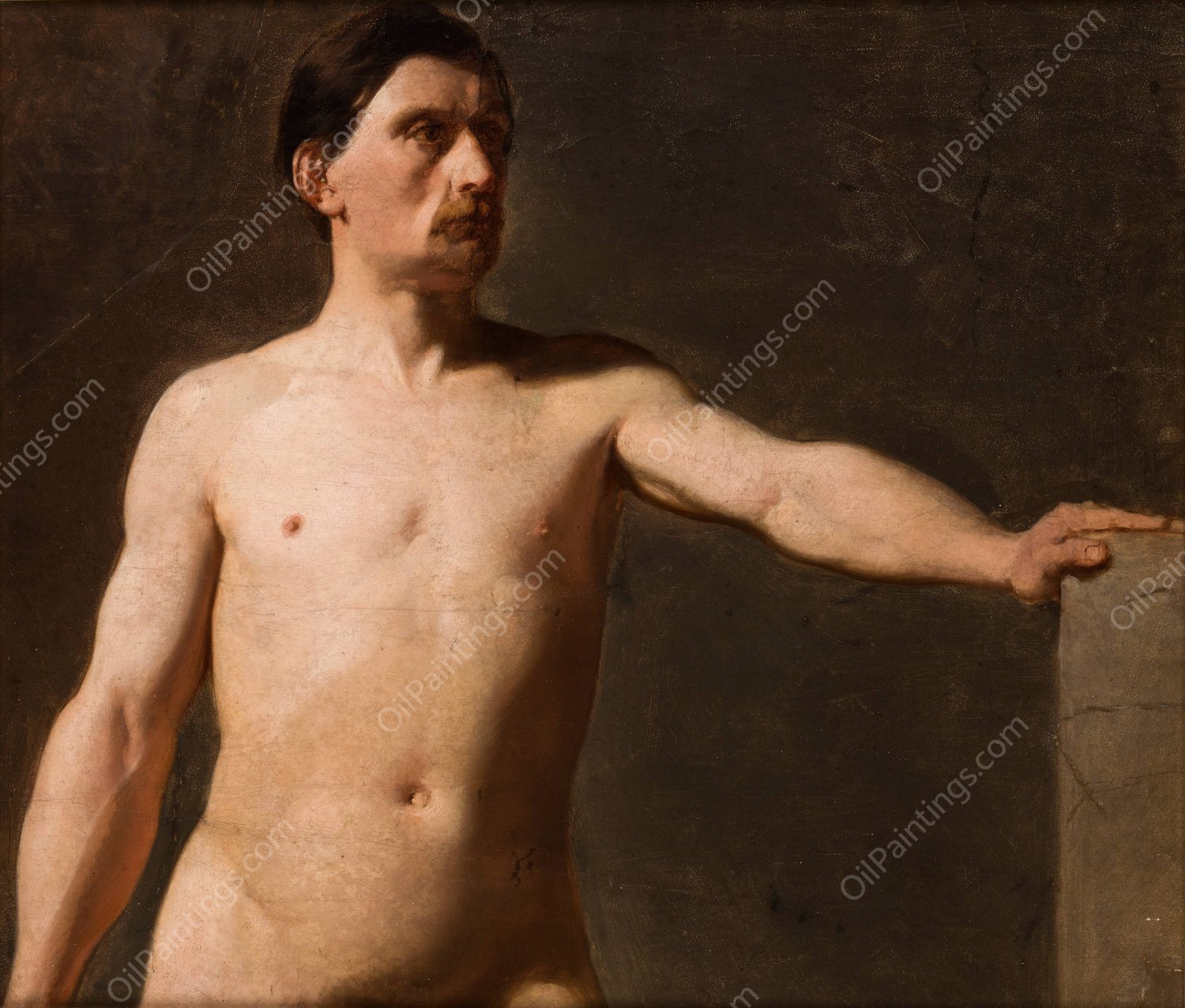 Male nude - torso of a male figure  by Jan Matejko - Hand-Painted Oil Painting Reproduction