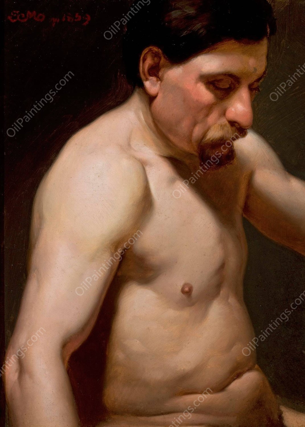 Male semi-nude  by Jan Matejko - Hand-Painted Oil Painting Reproduction