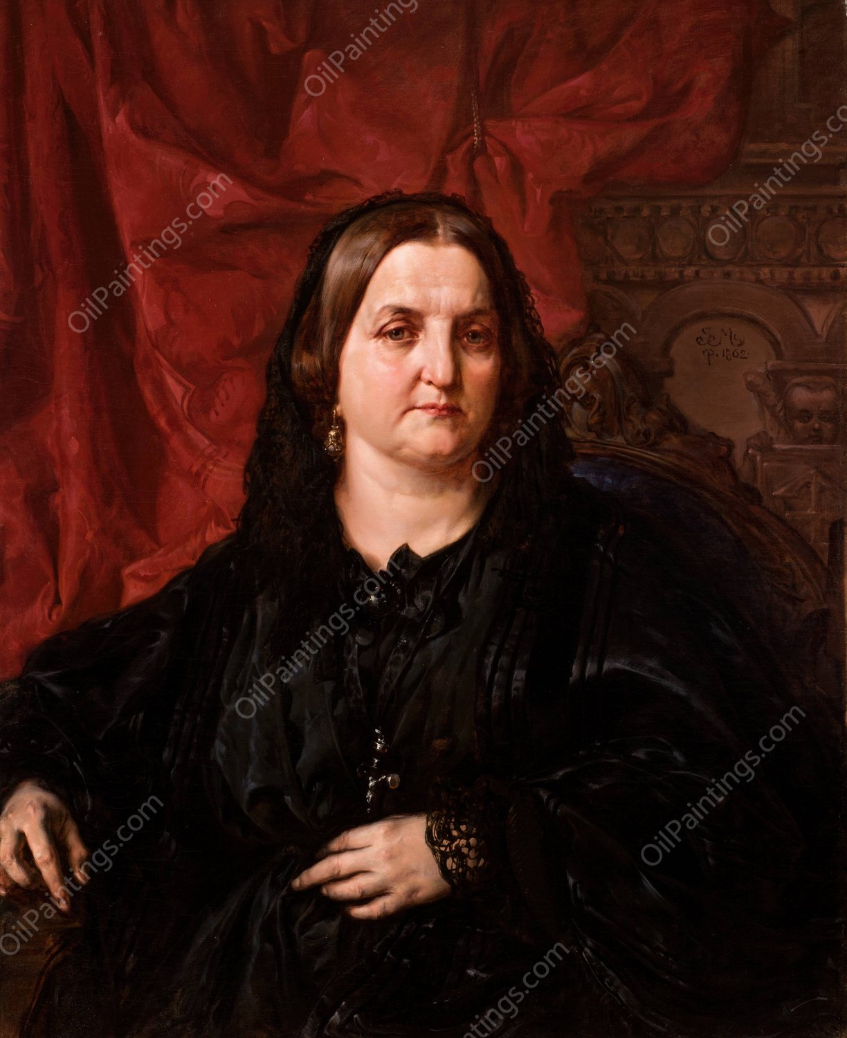 Portrait of PauIIna Giebultowska  by Jan Matejko - Hand-Painted Oil Painting Reproduction