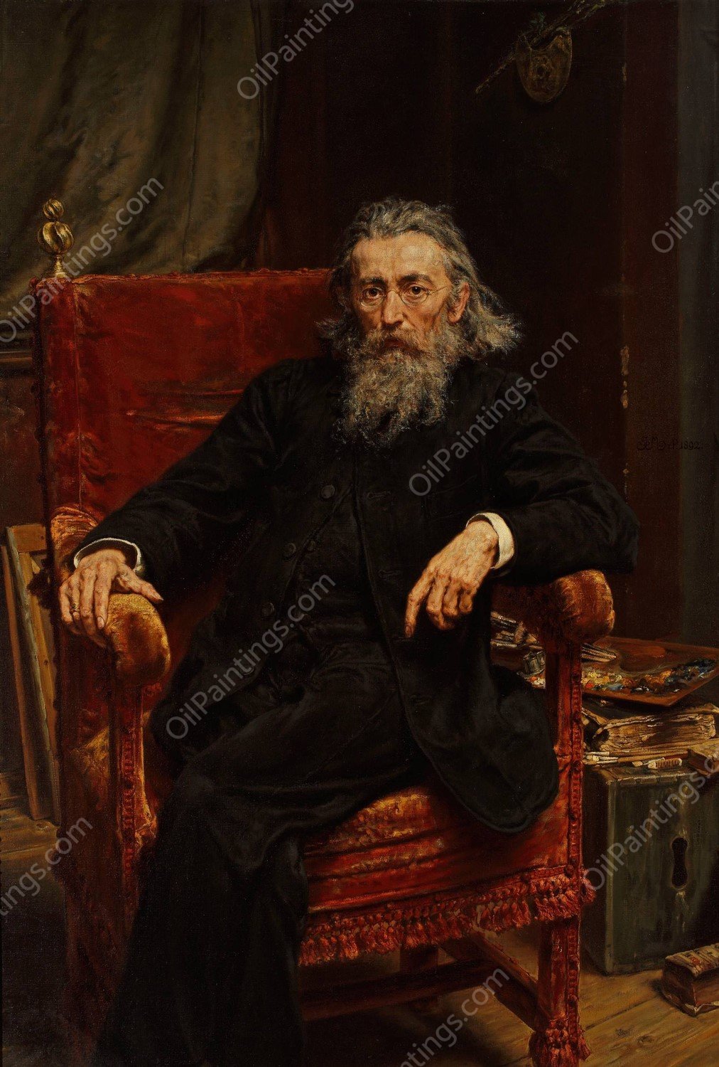 Self-portrait  by Jan Matejko - Hand-Painted Oil Painting Reproduction