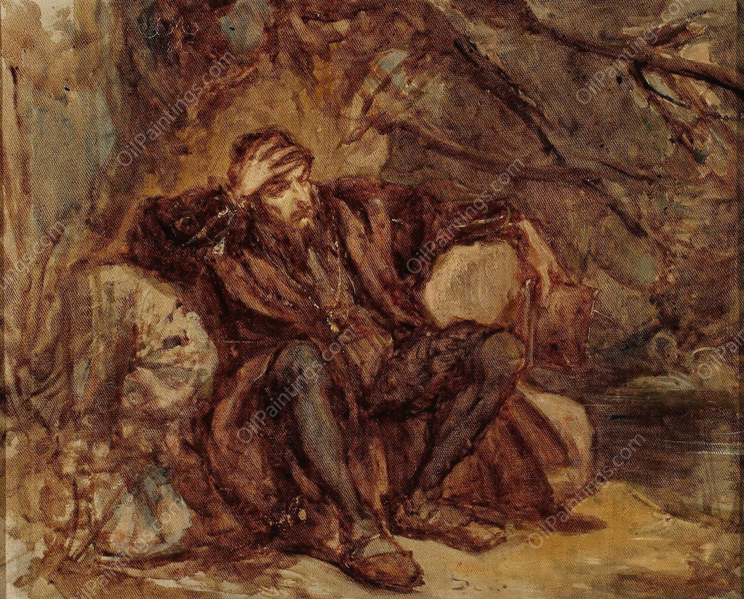 Sigismund Augustus in the Vilnius garden, sketch  by Jan Matejko - Hand-Painted Oil Painting Reproduction