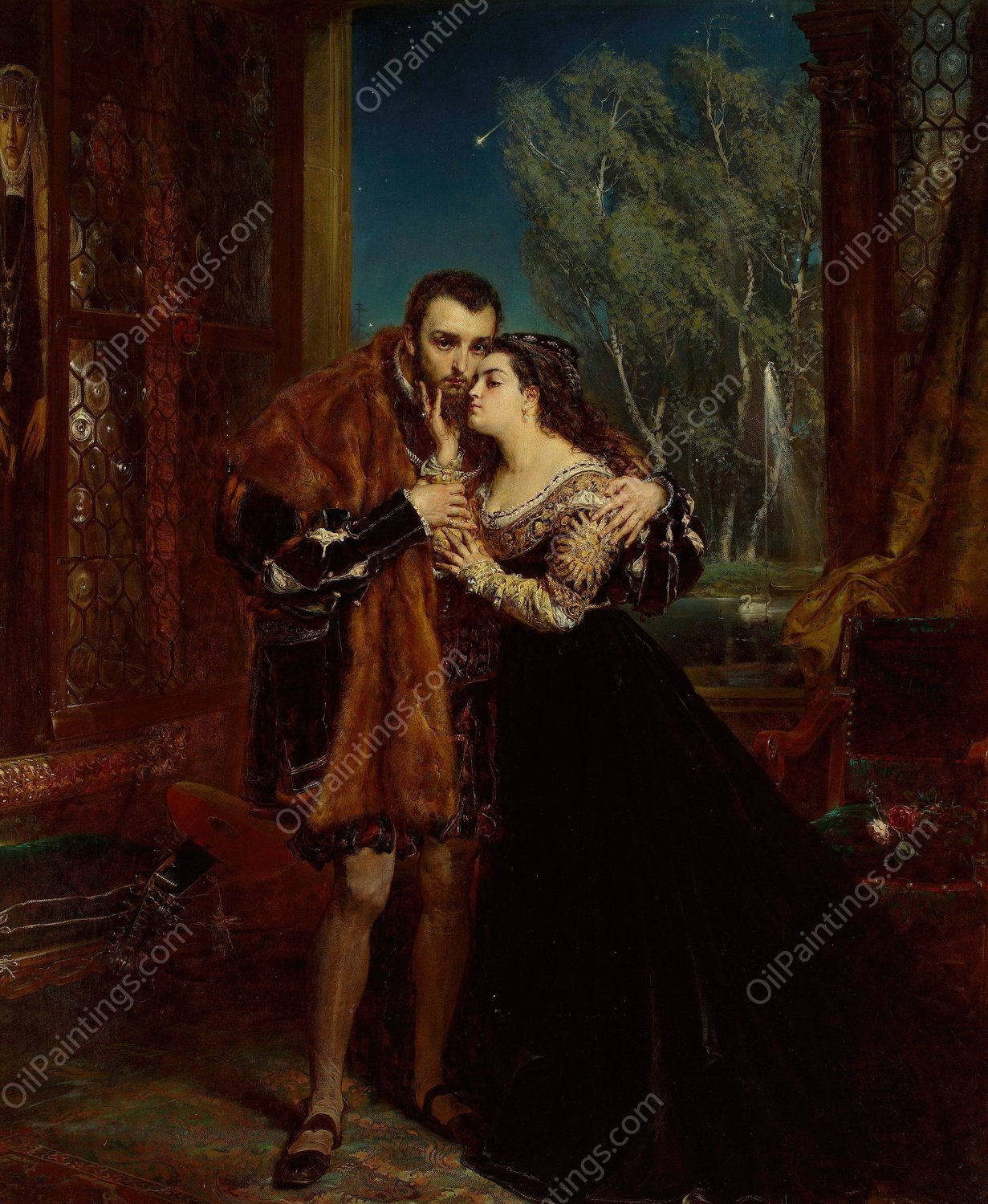 Sigismund Augustus with Barbara at the Radziwill court in Vilnius  by Jan Matejko - Hand-Painted Oil Painting Reproduction