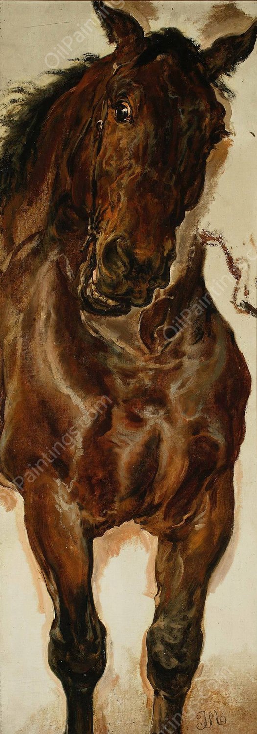 Study of a horse's head for 'Battle of Grunwald'  by Jan Matejko - Hand-Painted Oil Painting Reproduction