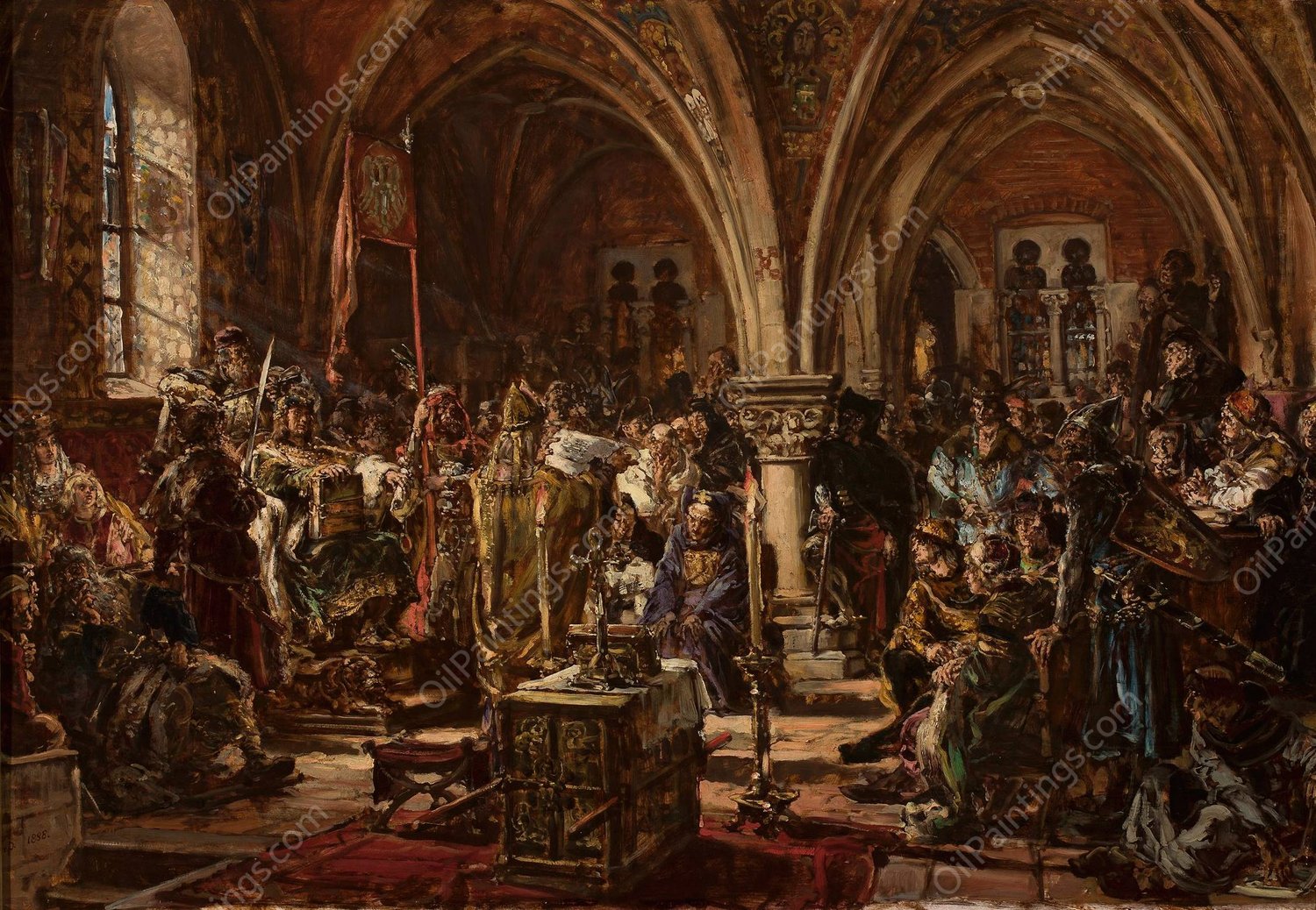 The First Parliament in leczyca, from the series 'History of Civilization in Poland'  by Jan Matejko - Hand-Painted Oil Painting Reproduction