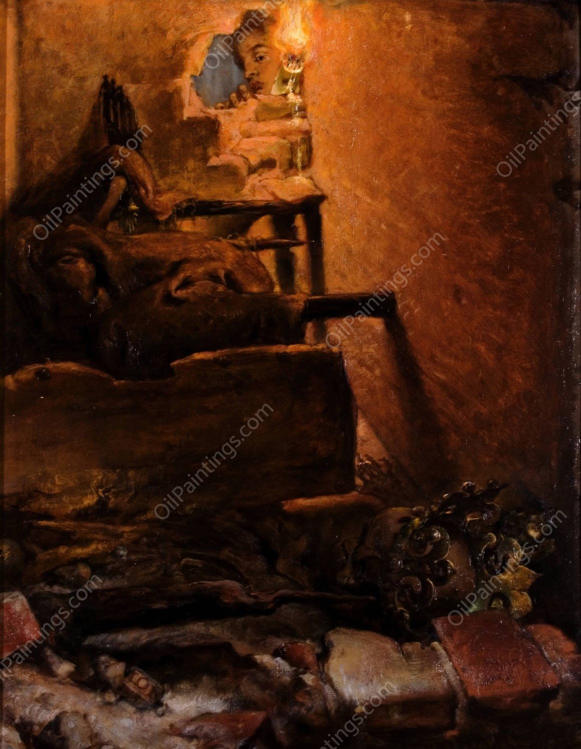The interior of the tomb of King Kazimierz Wielki  by Jan Matejko - Hand-Painted Oil Painting Reproduction