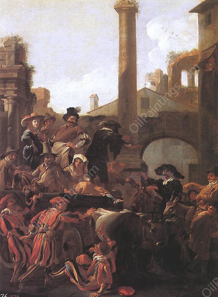 Carnival Time in Rome by Jan Miel - Hand-Painted Oil Painting Reproduction