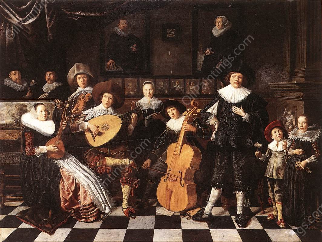 Family Making Music by Jan Miense Molenaer - Hand-Painted Oil Painting Reproduction