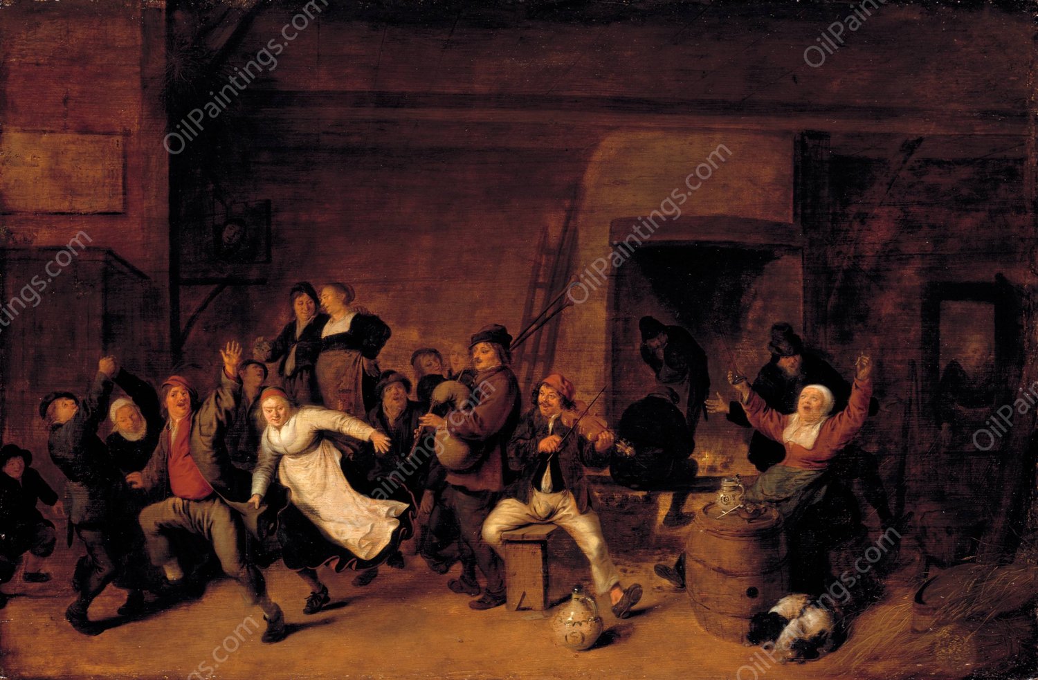 Festive Scene  by Jan Miense Molenaer - Hand-Painted Oil Painting Reproduction