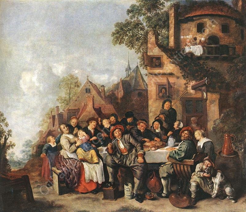 Tavern of the Crescent Moon by Jan Miense Molenaer - Hand-Painted Oil Painting Reproduction