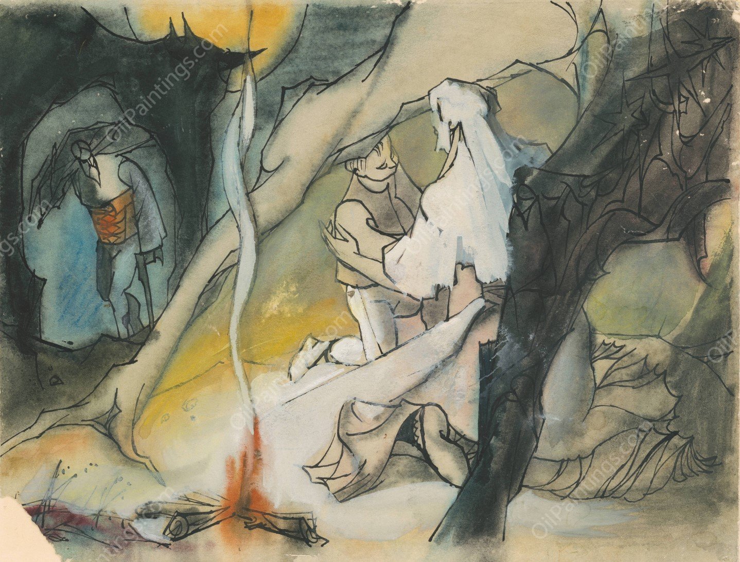 Family in the Mountains by Jan Novak - Hand-Painted Oil Painting Reproduction