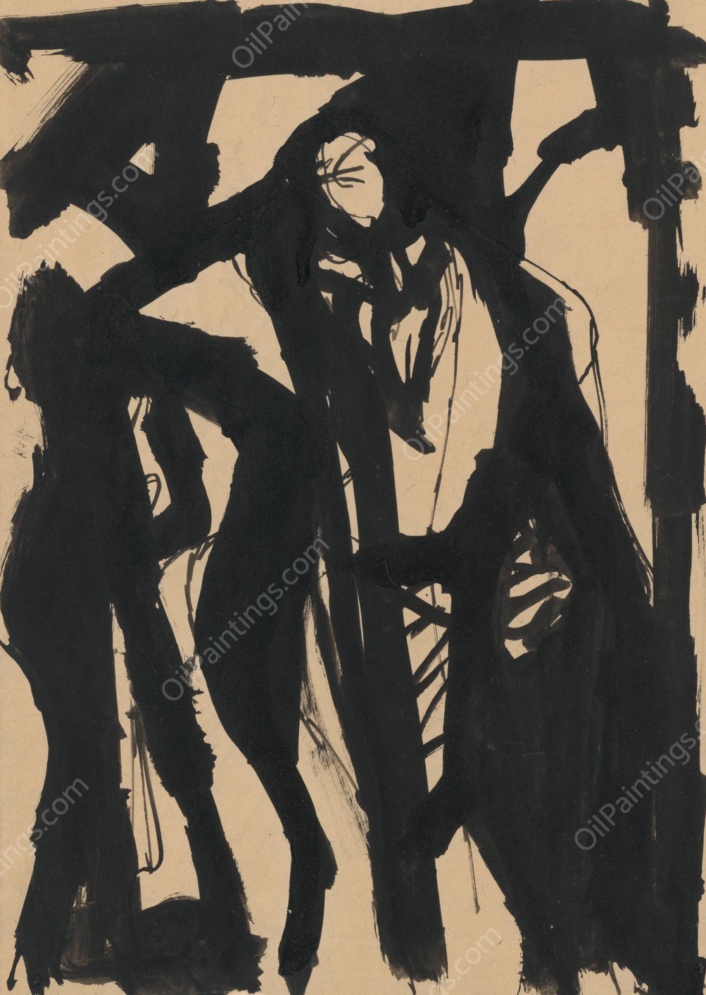 Figural Study by Jan Novak - Hand-Painted Oil Painting Reproduction