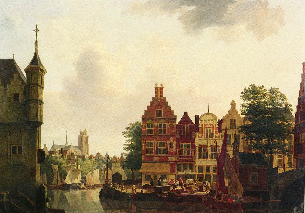 A View of Dordrecht by Jan Rutten - Hand-Painted Oil Painting Reproduction