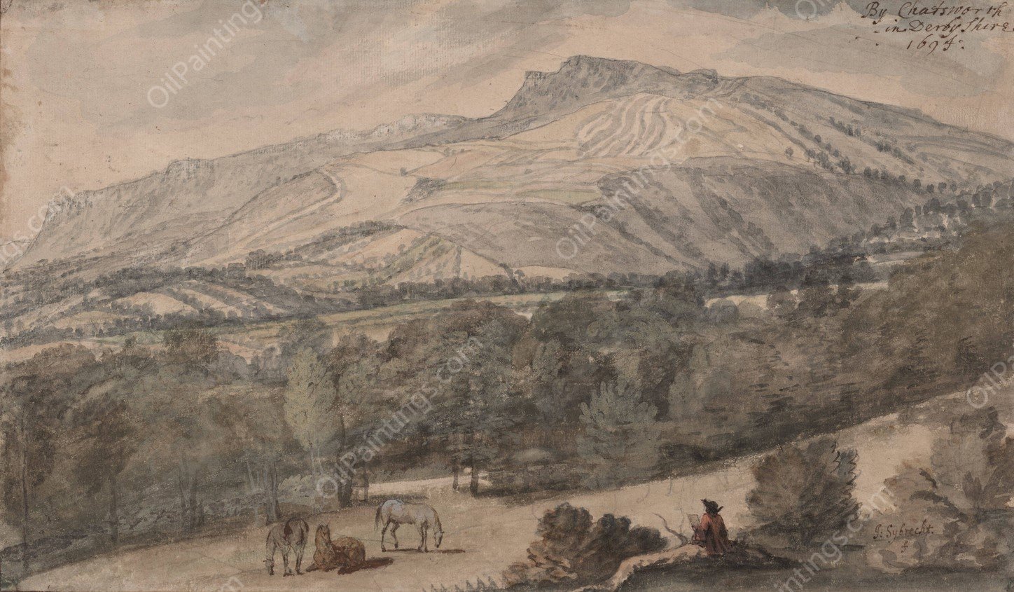 Gezicht by Chatsworth in Derbyshire  by Jan Siberechts - Hand-Painted Oil Painting Reproduction