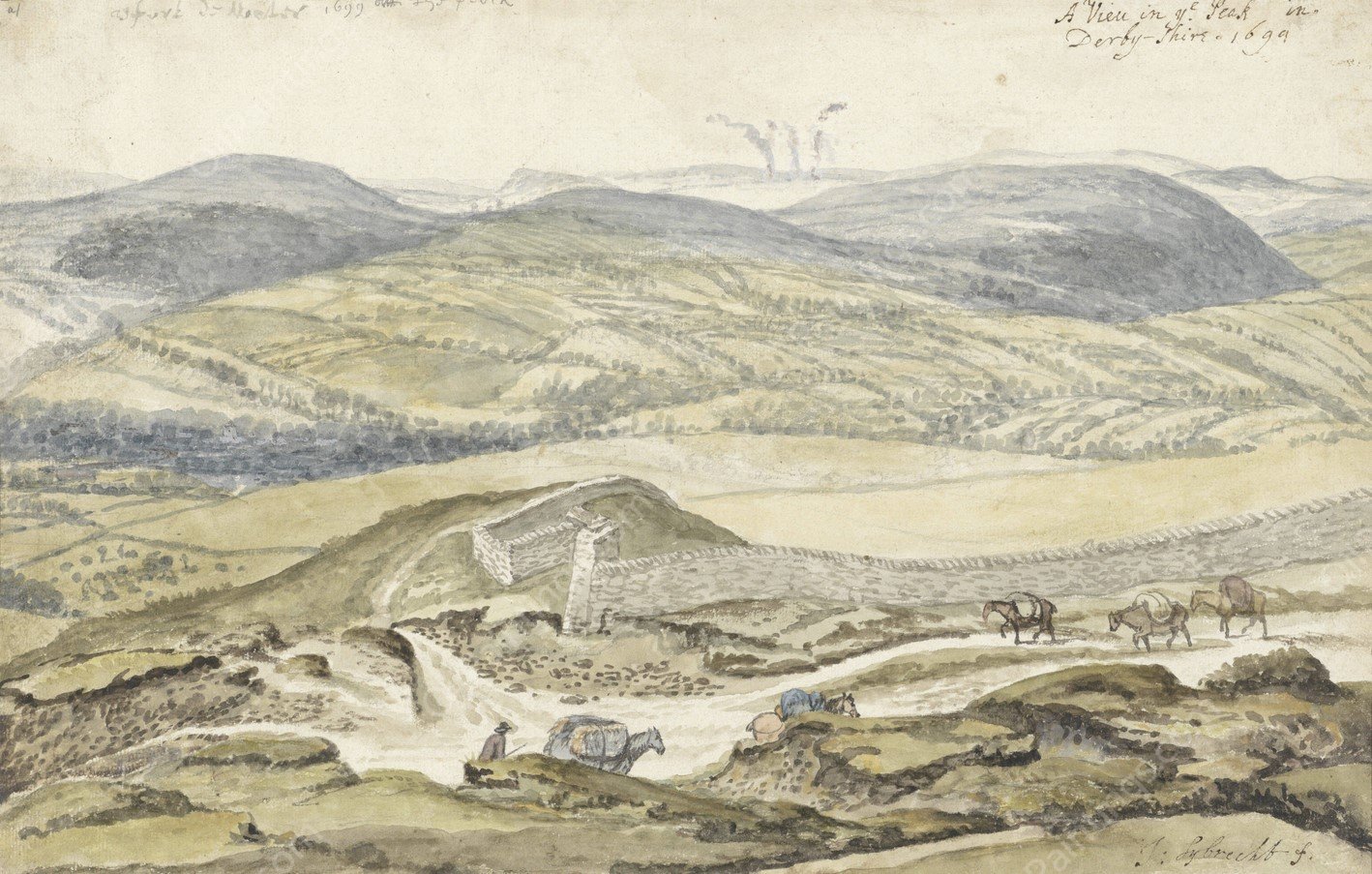 Gezicht op de bergen van High Peak in Derbyshire  by Jan Siberechts - Hand-Painted Oil Painting Reproduction